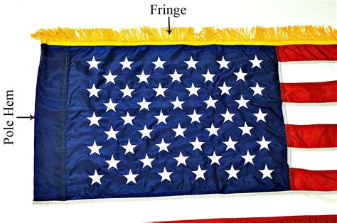 u.s. 3’x5’ colonial nyl glo indoor flag with pole hem and fringe