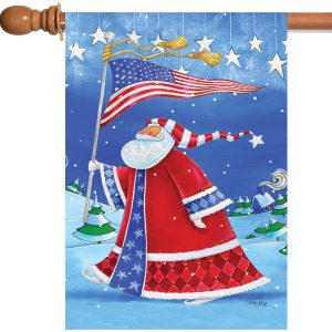 patriotic santa christmas house flag