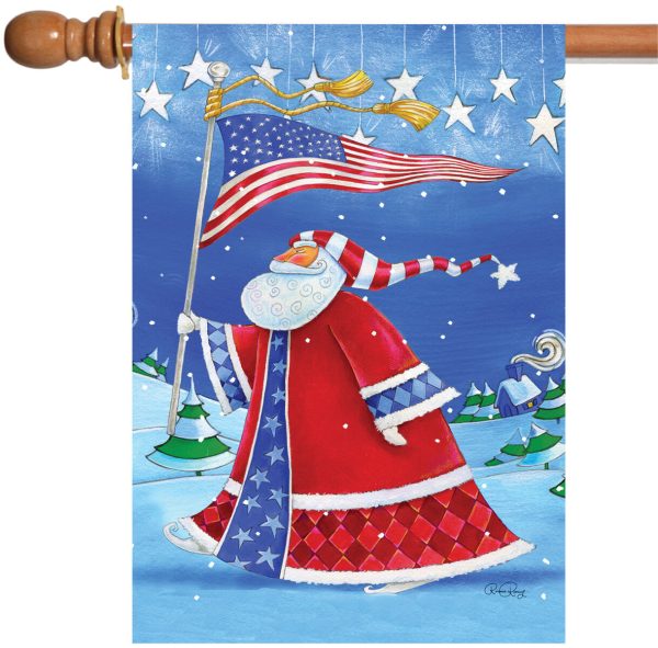patriotic santa christmas house flag