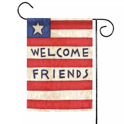 patriotic welcome friends garden flag