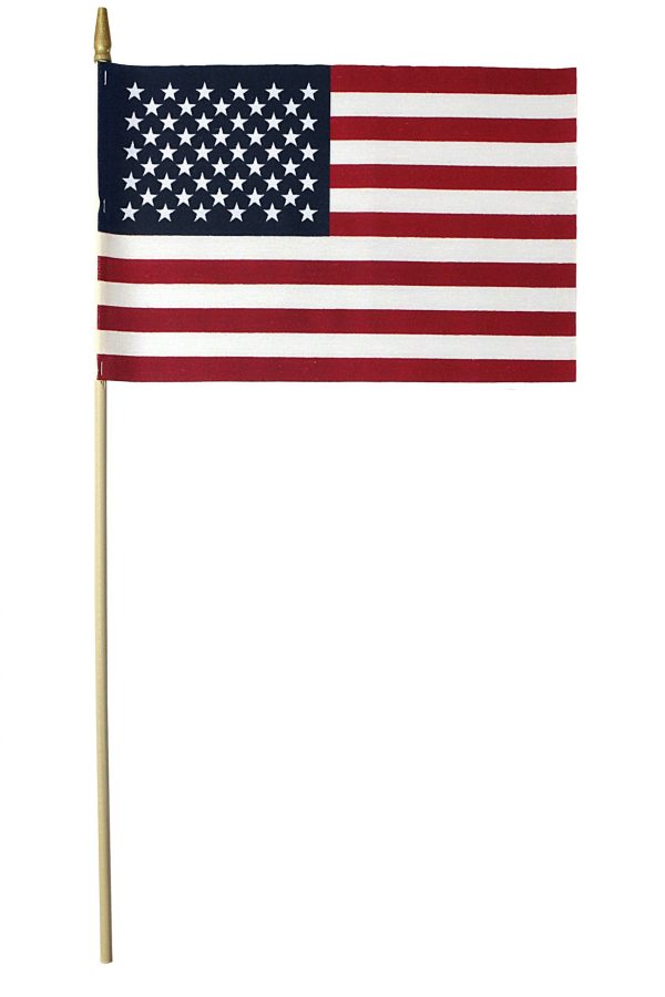 u.s. 8"x12" polycotton no fray stick flag w/ spear & pointed bottom