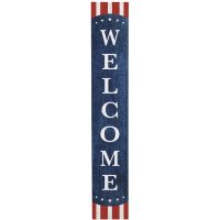 welcome stripes denim porch board