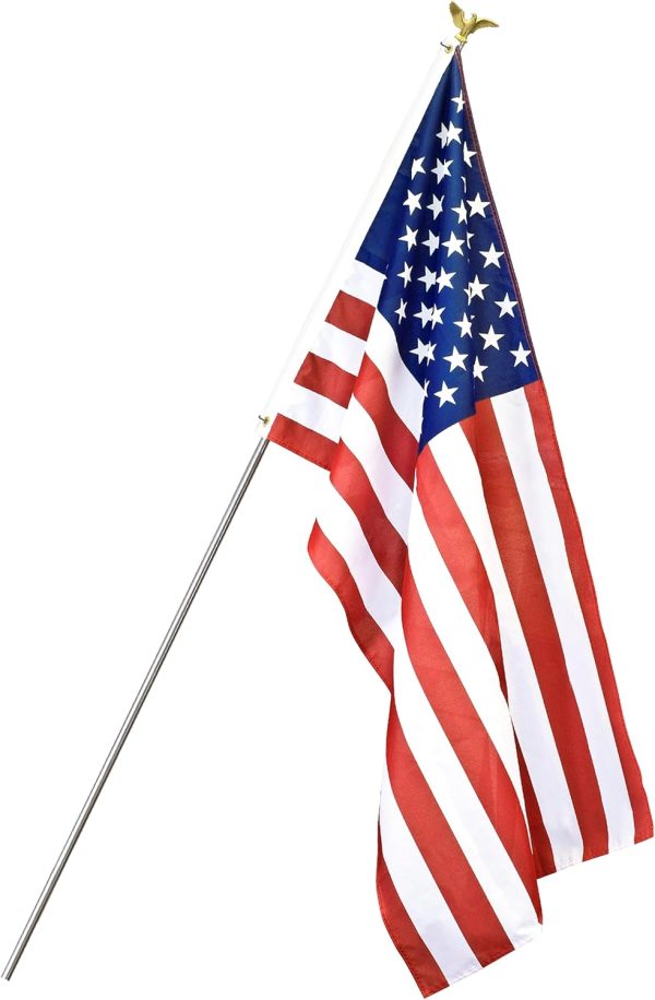 u.s. flag set 3'x5' endura poly cotton printed flag (economy)