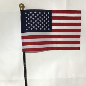 u.s. 4” x 6” stick flag w/ black staff & gold glitter ball "thank you for your service"