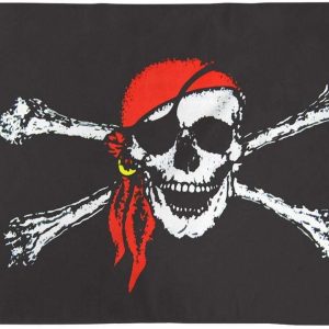 red bandana skull and cross bones grommet flag