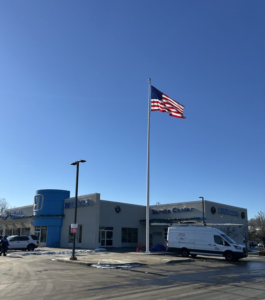 60-Foot Aluminum Flagpole Installation at Honda Dealership