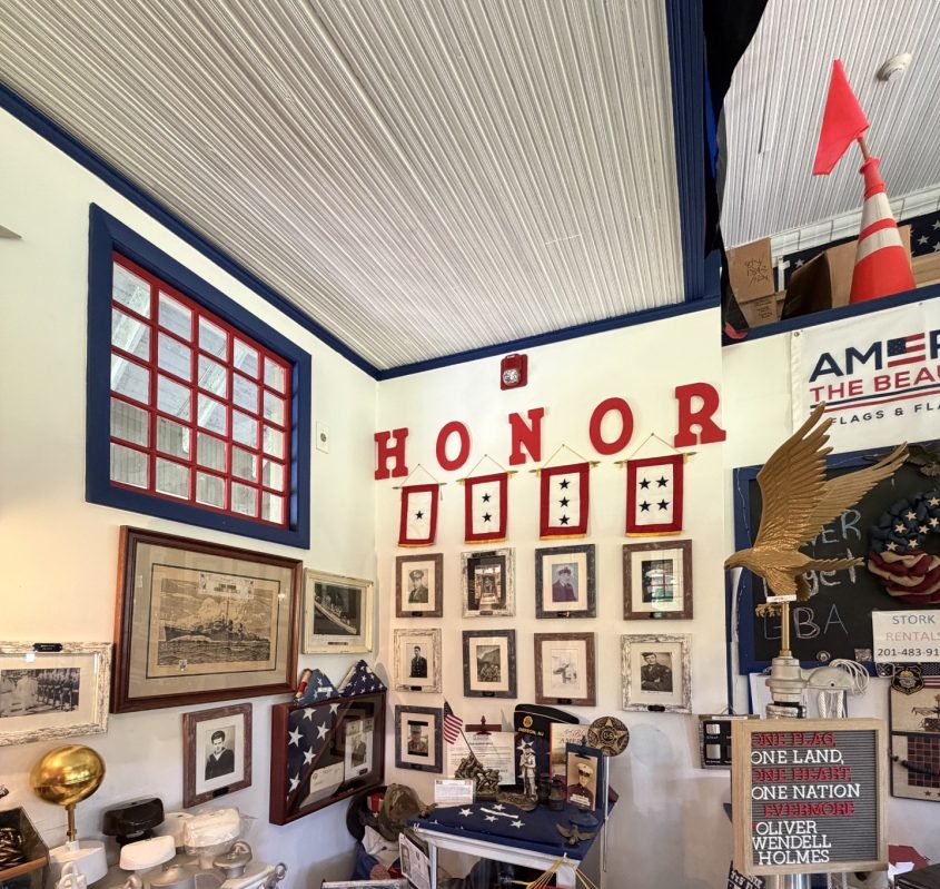 Honor Wall at America The Beautiful Flags & Flagpoles in Oradell NJ recognizing friends and family members who served in the U.S. military