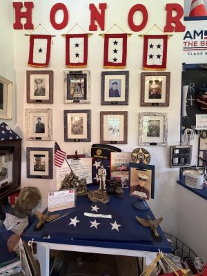Military Honor Wall displayed inside a New Jersey flag store at America The Beautiful Flags & Flagpoles in Oradell