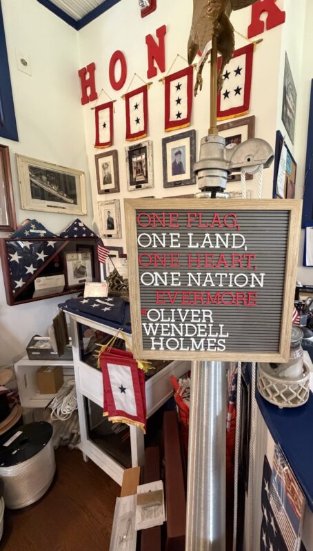 Patriotic quote by Oliver Wendell Holmes displayed inside America The Beautiful Flags & Flagpoles in Oradell NJ Patriotic quote by Oliver Wendell Holmes displayed inside America The Beautiful Flags & Flagpoles in Oradell NJ