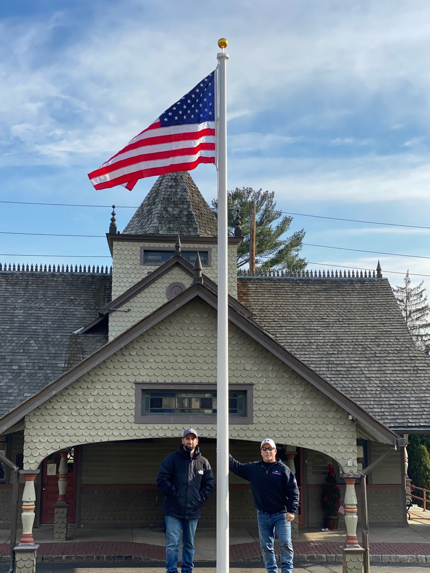 american flagpole showcase historic oradell train station flag store