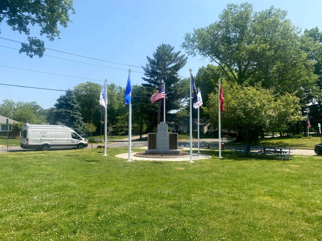 Seven Flagpoles Installed At Military Memorial In Oradell, NJ 7 Flagpoles Installed for Military Memorial in Oradell NJ